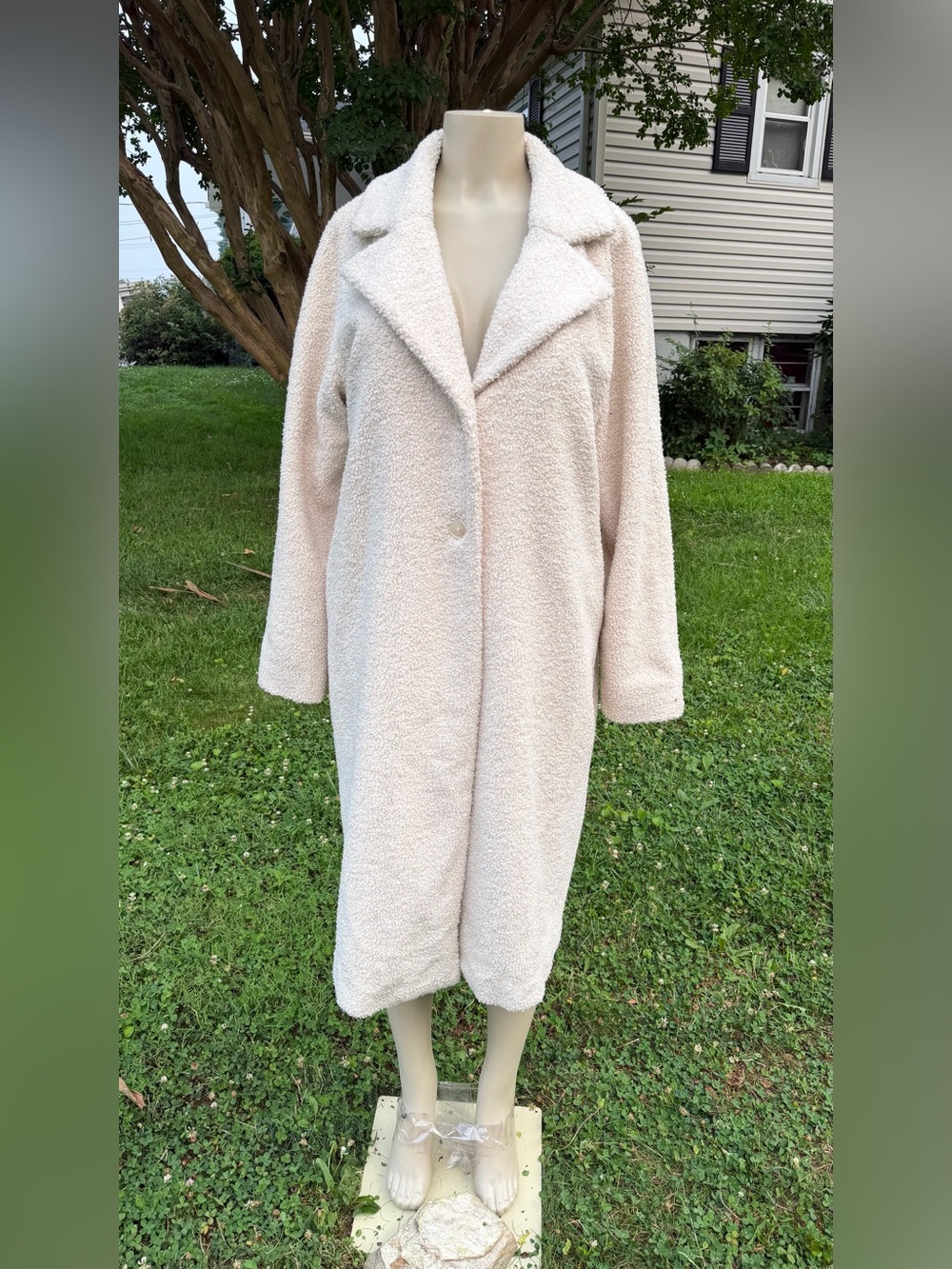 Marine Layer Cream Teddy Bouclé Long Coat size L